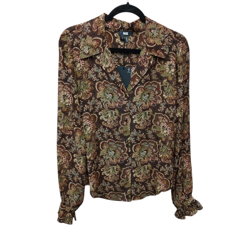 NWT Paige Forest Fairy Grunge Floral Silk Button Up Top Small Whimsical Boho